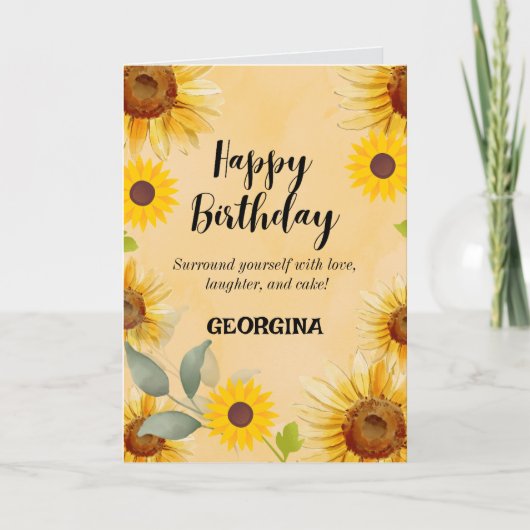 Zonnebloem Bloemen Verjaardag Kaart (Voorkant)