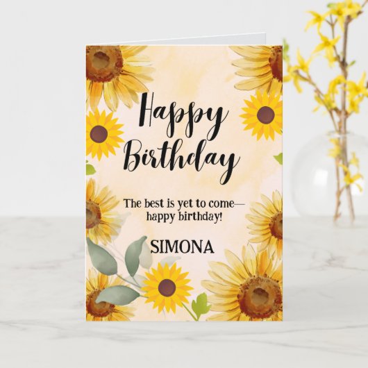Zonnebloem Bloemen verjaardag Kaart (Gele Bloem)