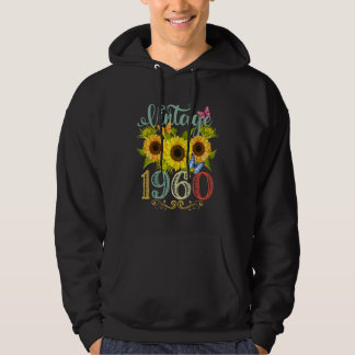 Zonnebloem Bloemen Vlinder Vintage 1960 Funny 65th Hoodie