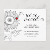 Zonnebloem Bloemen w / lieveheersbeestje verplaats Aankondigingskaart (Voorkant)