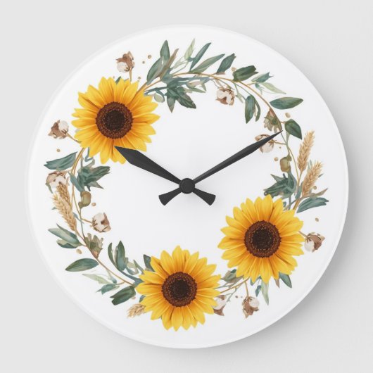 Zonnebloem Bloemen Wandklok (Voorkant)