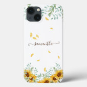 Zonnebloem Bloemen Waterverf Botanische Script Naa Case-Mate iPhone Case (Achterkant)