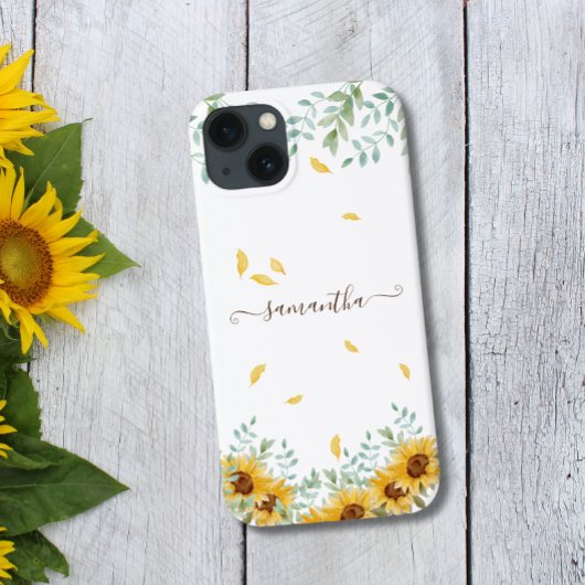 Zonnebloem Bloemen Waterverf Botanische Script Naa Case-Mate iPhone Case