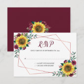 Zonnebloem Bloemen Waterverf Geometrisch Roos Brui RSVP Kaartje (Voorkant / Achterkant)