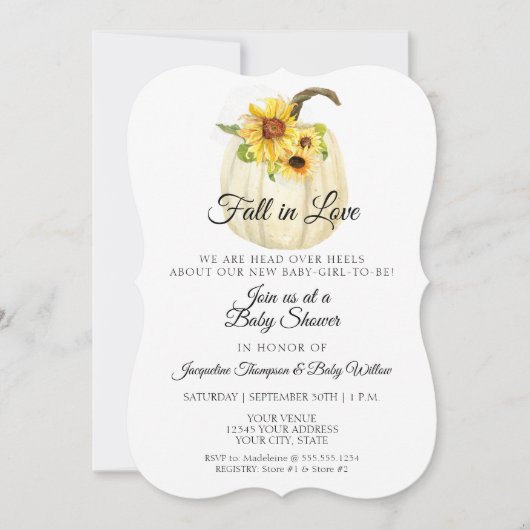 Zonnebloem Bloemen Waterverf Pompoen Baby shower Kaart (Voorkant)