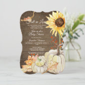 Zonnebloem Bloemen Waterverf Pompoen Baby shower Kaart (Staand voorkant)