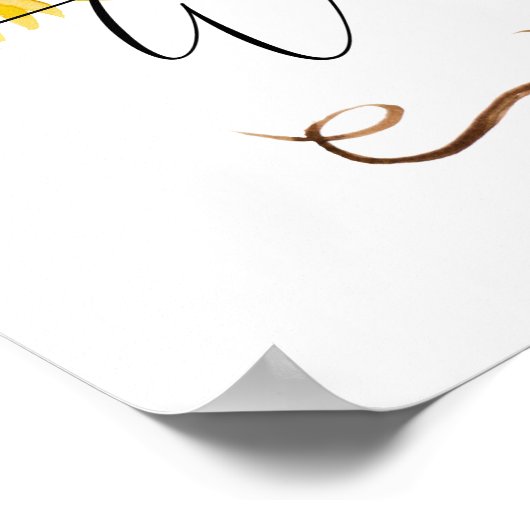 Zonnebloem Bloemen Welkomstbord - Trouw of Bruilof Poster (Hoek)