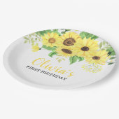 Zonnebloem Bloemen Zomer Eerste Verjaardag Papieren Bordje (Gekanteld)
