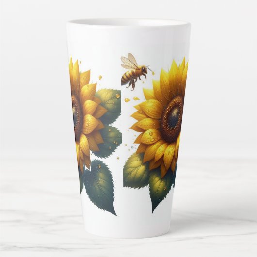 Zonnebloem Bloemen Zomer Latte Mok (Voorkant)