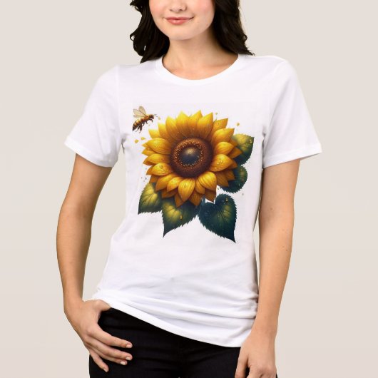 Zonnebloem Bloemen Zomer Tri-Blend Shirt (Voorkant)