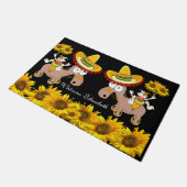 Zonnebloem Bloemen Zwart Paard Deur Mat (Schuin)