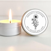 Zonnebloem Bloemen Zwart Wit Net Getrouwd Trouwen Ronde Sticker