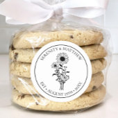 Zonnebloem Bloemen Zwart Wit Net Getrouwd Trouwen Ronde Sticker