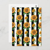 Zonnebloem Bloemen Zwart Witte Strepen Briefkaart (Voorkant / Achterkant)