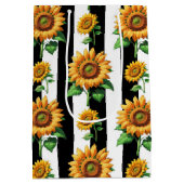 Zonnebloem Bloemen Zwart Witte Strepen Medium Cadeauzakje (Achterkant)