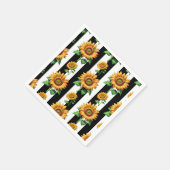 Zonnebloem Bloemen Zwart Witte Strepen Servet (Hoek)