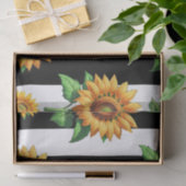 Zonnebloem Bloemen Zwart Witte Strepen Tissuepapier (Geschenk)
