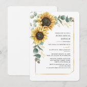 Zonnebloem Bloemenbruiloft repetitie diner Kaart (Voorkant / Achterkant)