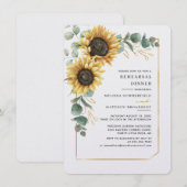 Zonnebloem Bloemenbruiloft repetitie diner Kaart (Voorkant / Achterkant)