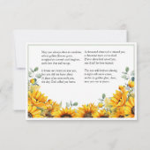 Zonnebloem bloemengedicht 'Forever in the sun' lij Bedankkaart (Achterkant)