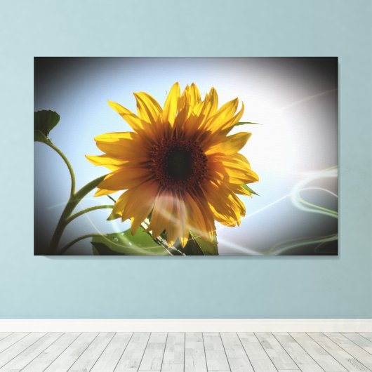 Zonnebloem Bloemengeur Kunst Canvas Afdruk (Insitu (Houten vloer))