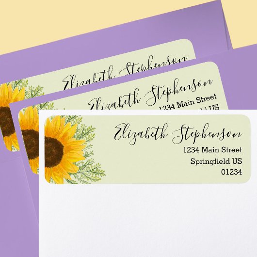 Zonnebloem bloemengroen retour adreslabels etiket