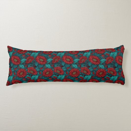 Zonnebloem Bloemenkamer Makeover Retro Memory Foam Lichaamskussen (Voorkant)