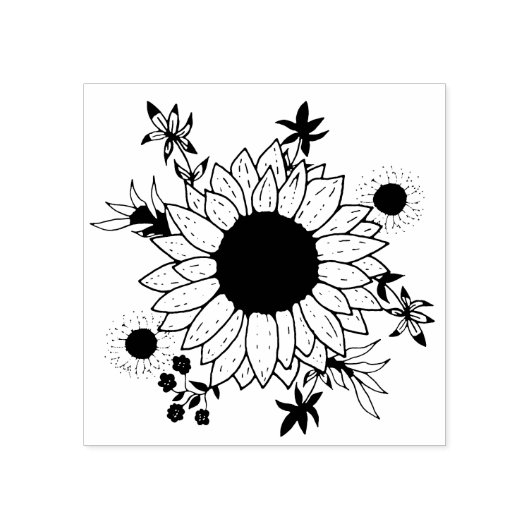 Zonnebloem bloemenkarton maken patroon rubberstempel (Afrduk)