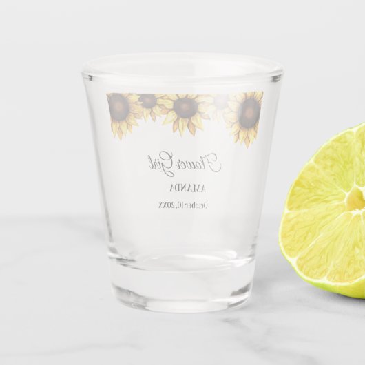 Zonnebloem Bloemenmeisje Trouw Shotglas Shot Glas (Achterkant)
