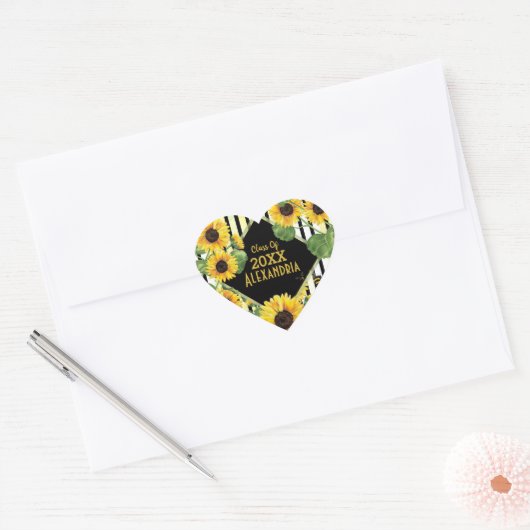 Zonnebloem bloementuin Afstuderen Hart Sticker (Envelop)