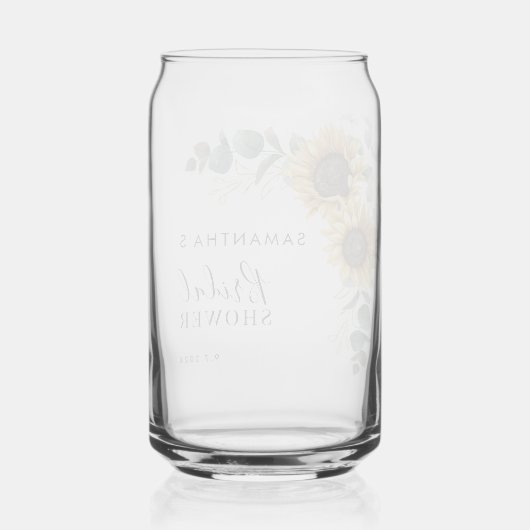 Zonnebloem Bloemgroen Bruidsdiner Blikvorm Glas (Achterkant)