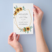 Zonnebloem Bloemgroen Geometrisch 'Save the Date' Flyer (Hand)