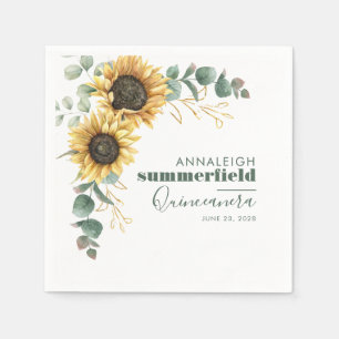 Zonnebloem Bloemige Eucalyptus Quinceanera 15de Fe Servet