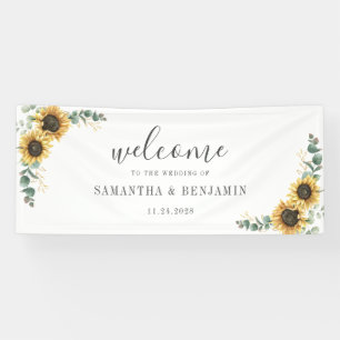 Zonnebloem Bloemige Eucalyptus Schrift Huwelijk Spandoek