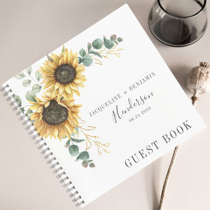 Zonnebloem Bloemige Eucalyptus Trouwgastenboek Notitieboek