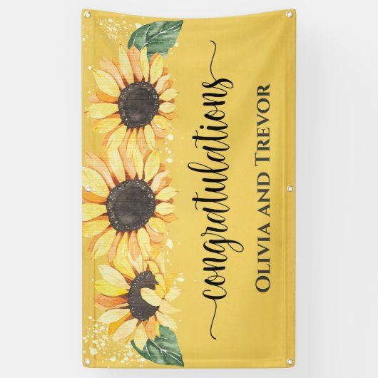 Zonnebloem Bloemige Felicitaties Verlovingsfeest Spandoek (Verticaal)