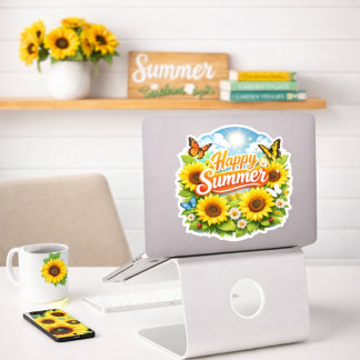 Zonnebloem Bloemige op maat gesneden vinyl sticker