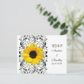 Zonnebloem Bloemige Reactiekaart RSVP Kaartje (Staand voorkant)