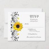 Zonnebloem Bloemige Reactiekaart RSVP Kaartje (Achterkant)