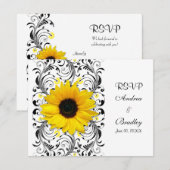 Zonnebloem Bloemige Reactiekaart RSVP Kaartje (Voorkant / Achterkant)