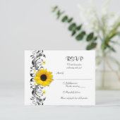 Zonnebloem Bloemige Reactiekaart RSVP Kaartje (Staand voorkant)