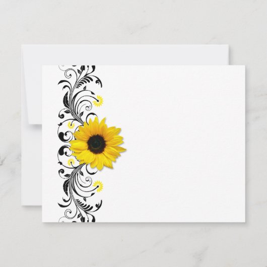 Zonnebloem Bloemige Reactiekaart RSVP Kaartje (Achterkant)