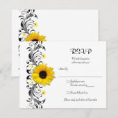 Zonnebloem Bloemige Reactiekaart RSVP Kaartje (Voorkant / Achterkant)