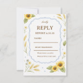 Zonnebloem Bloemige Rustieke Respons Ontwerp RSVP Kaartje (Voorkant)