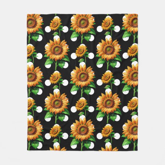 Zonnebloem Bloemige Stippen Fleece Deken (Voorkant)