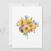 Zonnebloem Bloemige  Waterverf Bruidsdouche Kaart (Achterkant)
