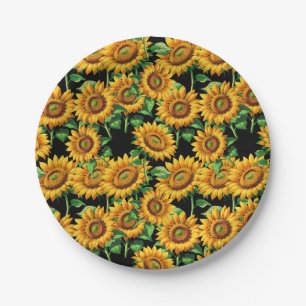 Zonnebloem Bloempatroon Papieren Bordje