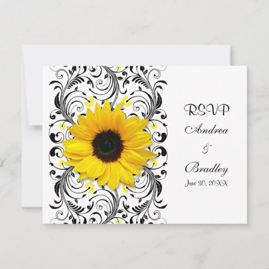Zonnebloem Bloemreactiekaart RSVP Kaartje (Voorkant)