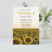 Zonnebloem Bloemrijke Elegante Aquarel Bruiloft Kaart (Staand voorkant)