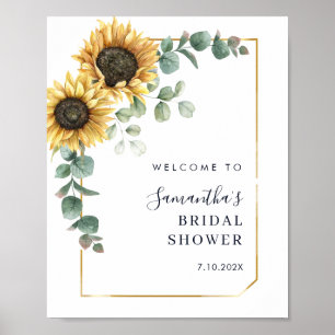 Zonnebloem Bloemschrift Bruiloft Feest Verwelkomin Poster